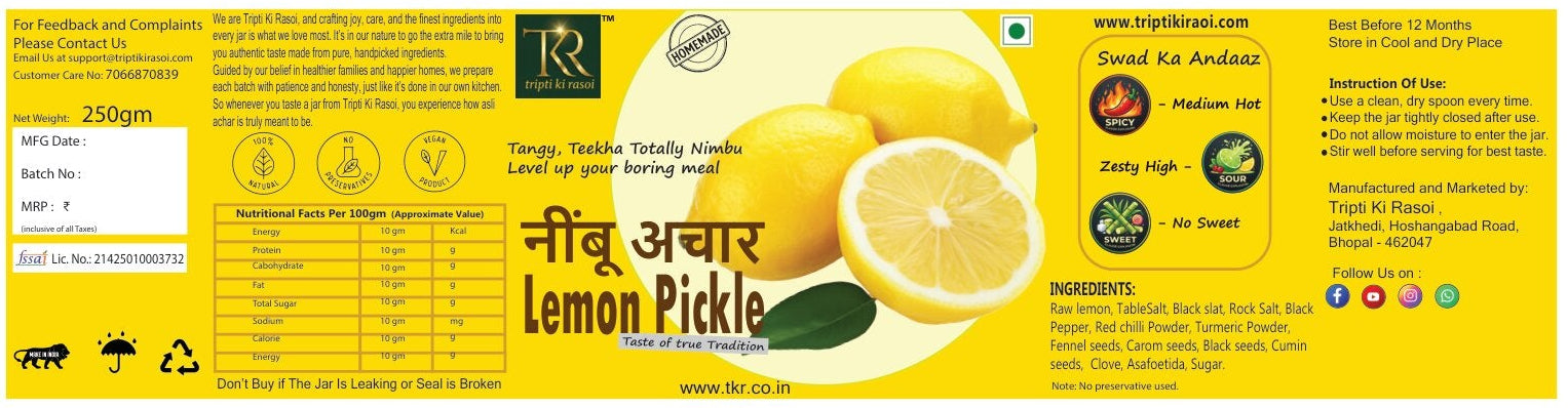 Nimbu Achaar - Lemon Pickle