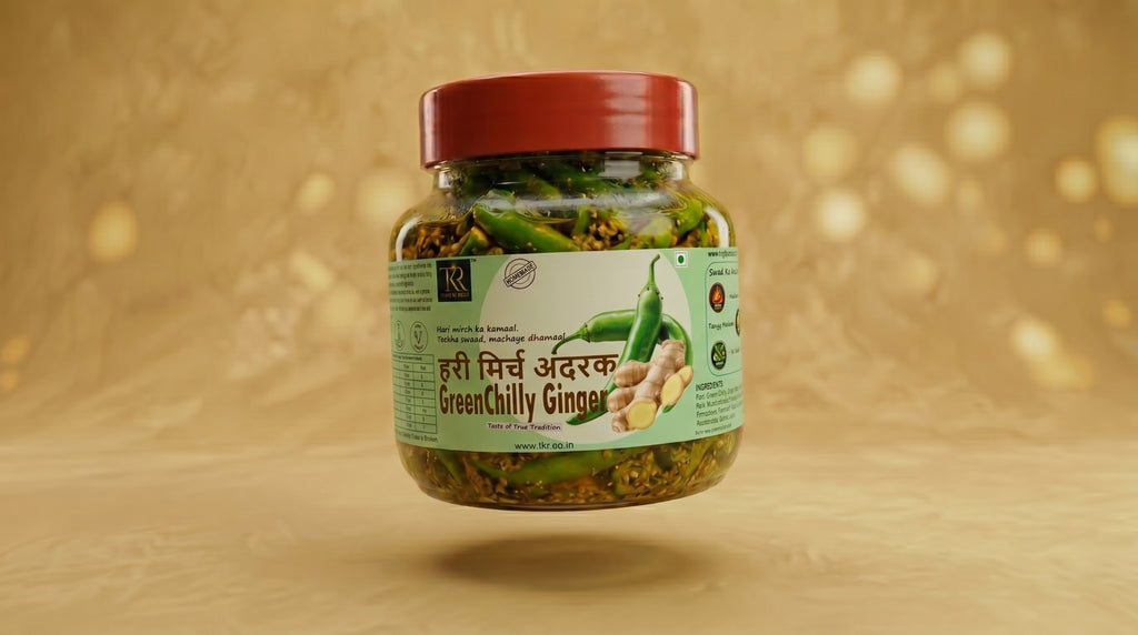 Hari Mirch Adrak Achaar - Green Chilly Ginger Pickle
